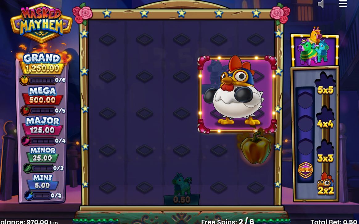 Win Zone som 2x2-block i början av free spins
